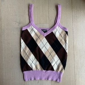 Dolce & Gabbana 100% Cashmere Vintage Vest Tank Top, IT 38, US 4, Small, Argyle